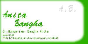anita bangha business card